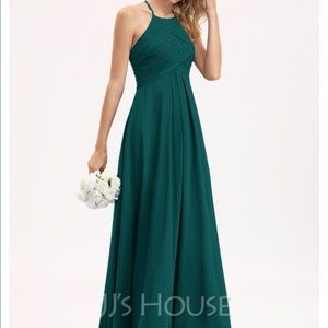 Jjshouse peacock green bridesmaid maxi dress